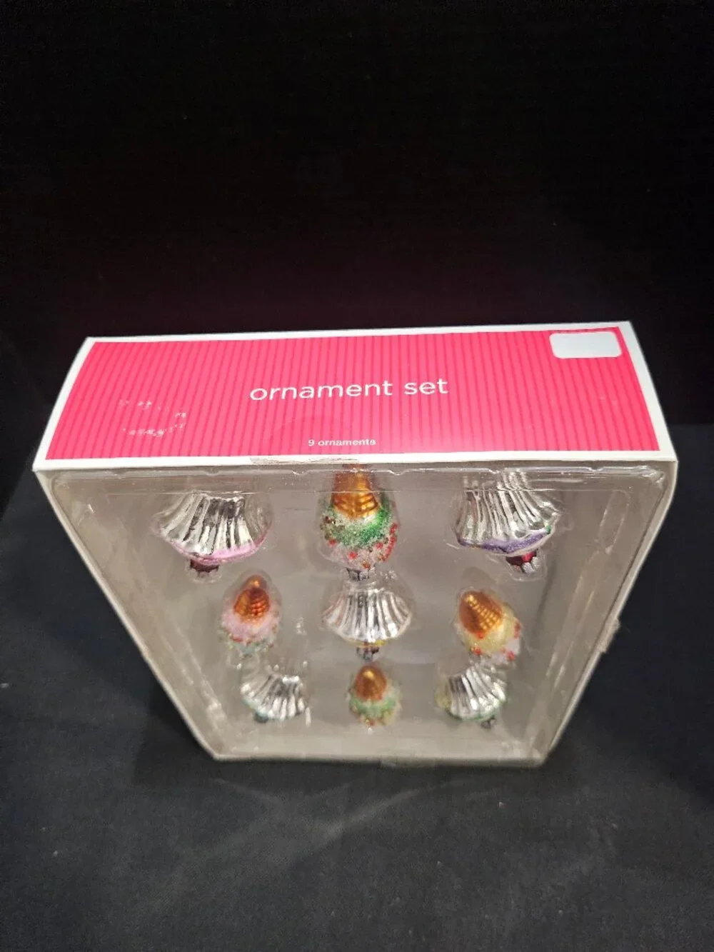 Pastel Glass Ice Cream & Cupcake Christmas Tree Ornaments Sweet Treats Set Of 9